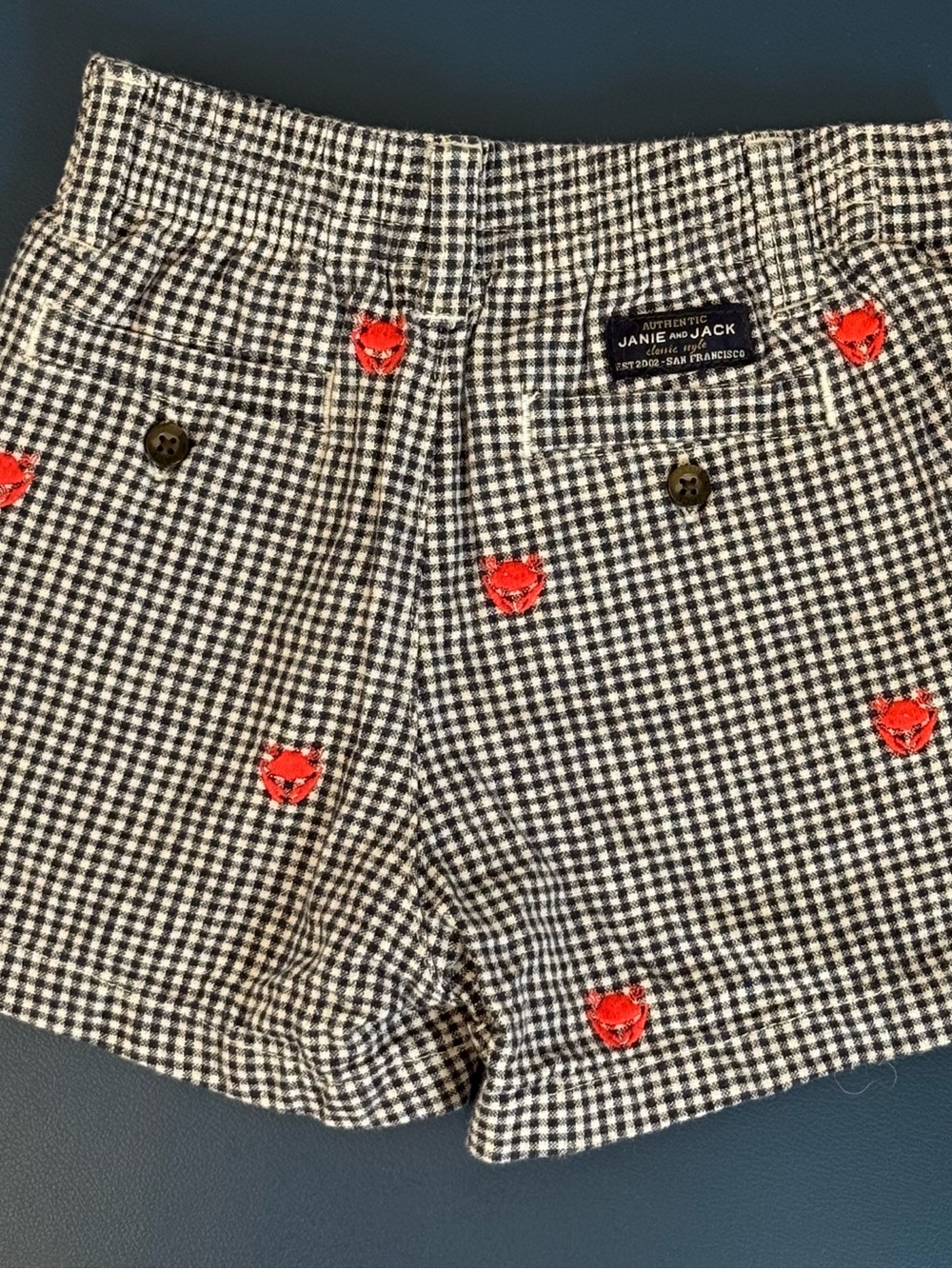 Janie and Jack Black/Navy Blue & White Red Summer Crab Shorts